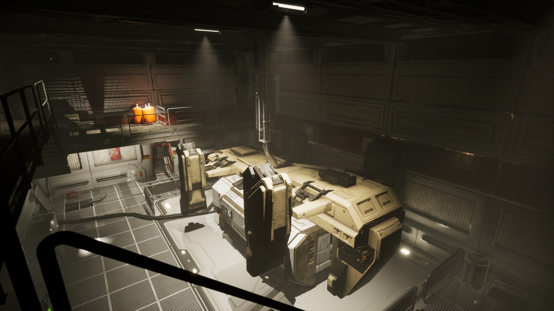 The industrial hangar of the CSV Meridian